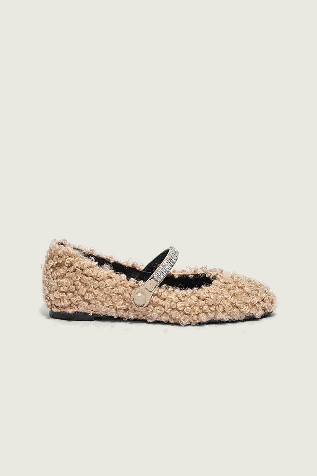 Ballerines teddy CHAFIA Guglielmo Rotta, beige, vue de profil
