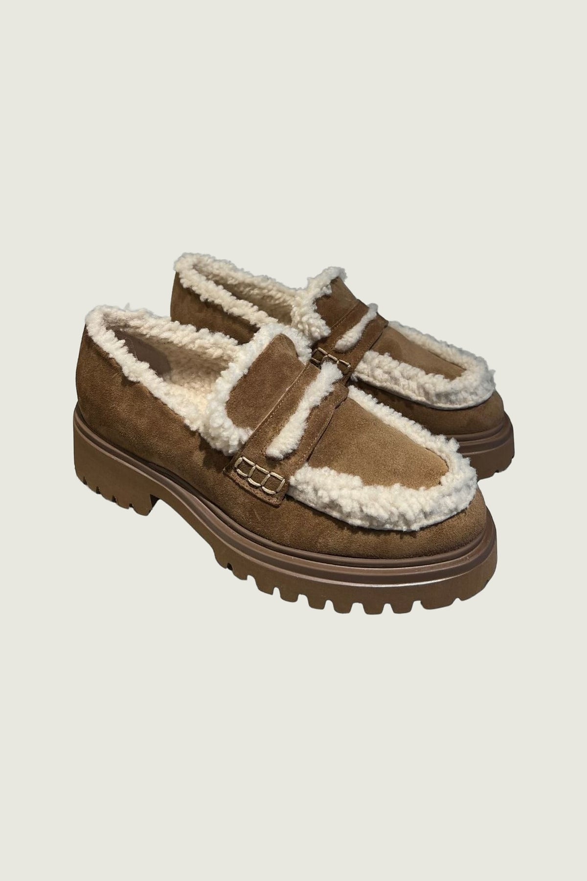 Mocassins en daim fourrés WILL Guglielmo Rotta, camel, paire