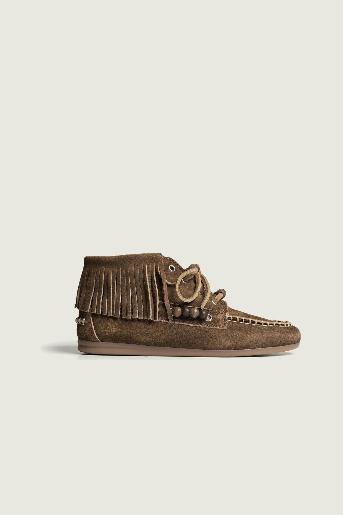 Boots Fringes en suède Posa, brun foncé, vue de profil