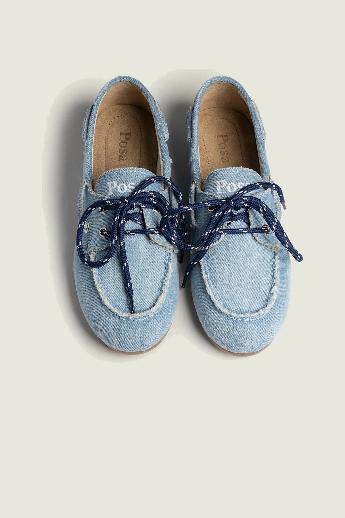 Mocassins en denim Posa, bleu clair, paire vue de dessus