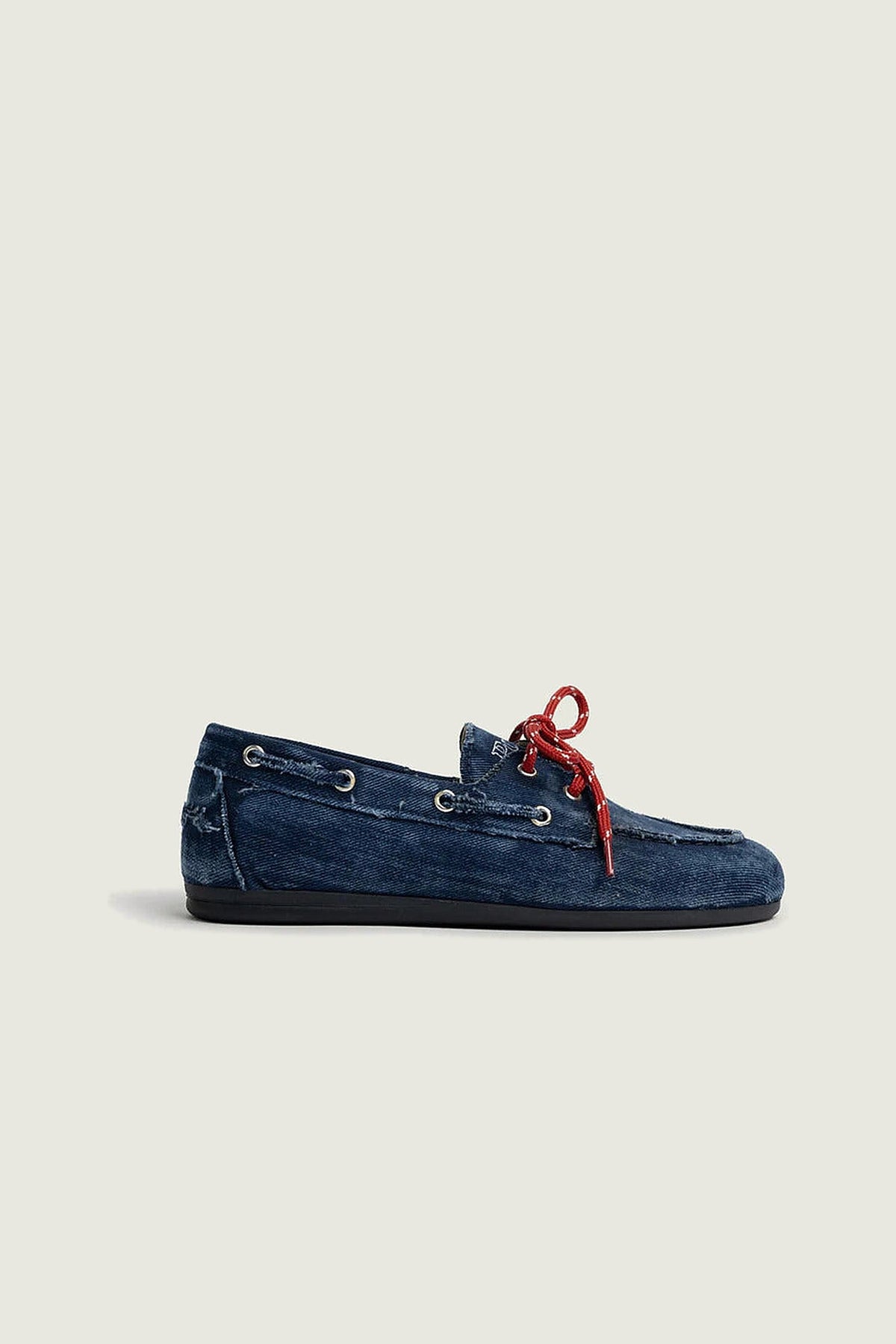 Mocassins en denim Posa, bleu foncé, vue de profil