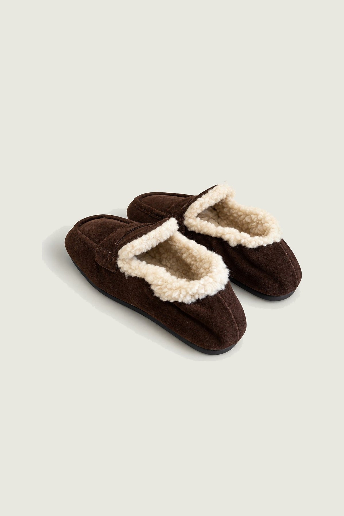 Mocassins Square fourrés Posa, brun foncé, vue arrière