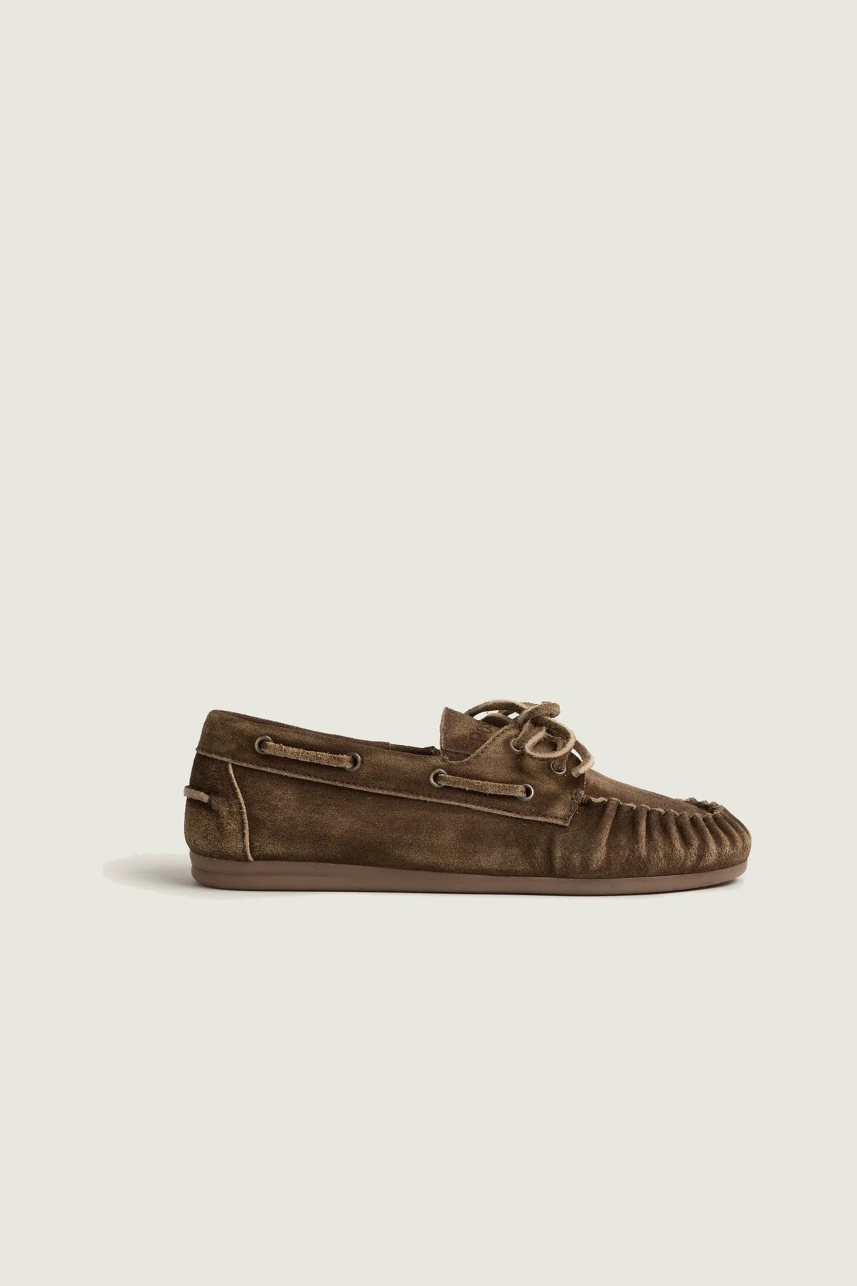 Mocassins Wrinkle en suède Posa, brun foncé, vue de profil