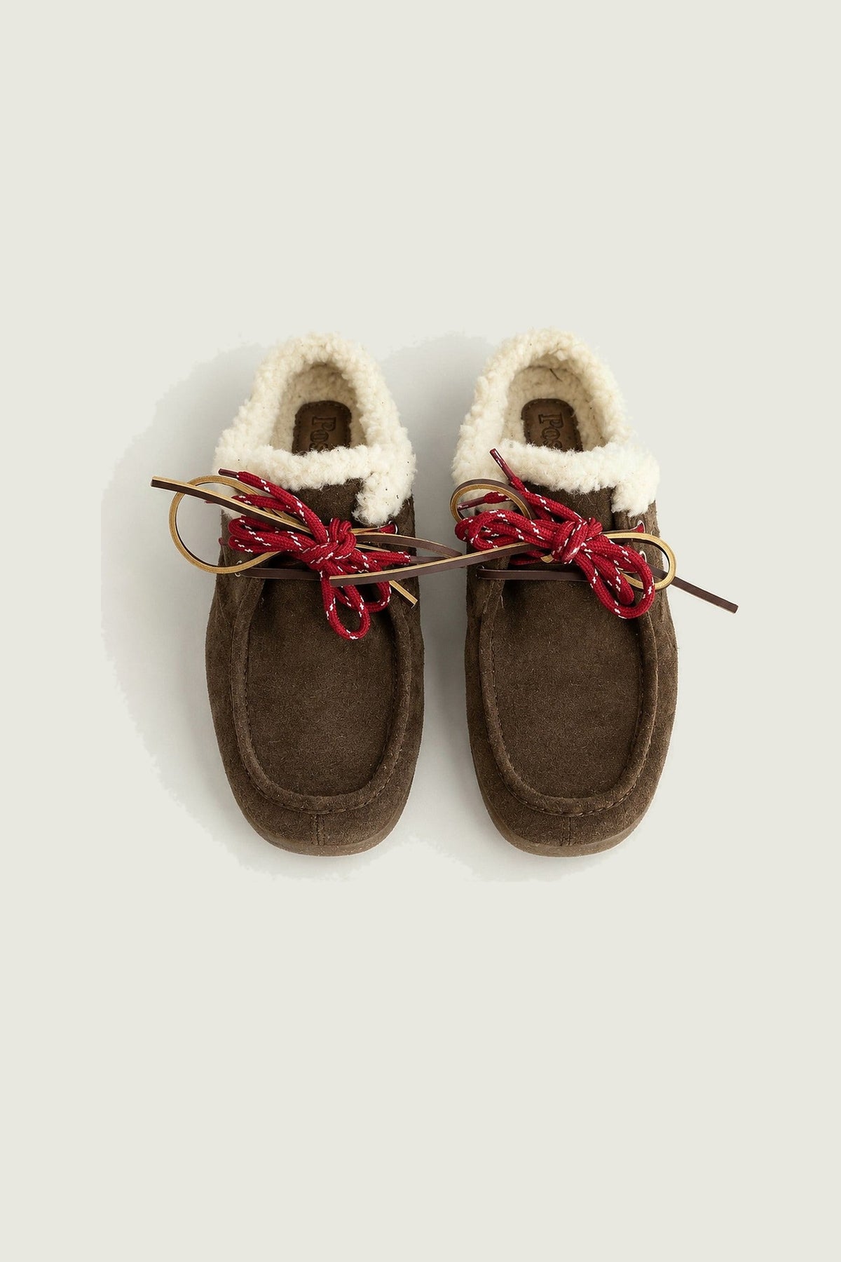 Mules Dolomiti fourrées en suède Posa, brun foncé, paire vue de dessus