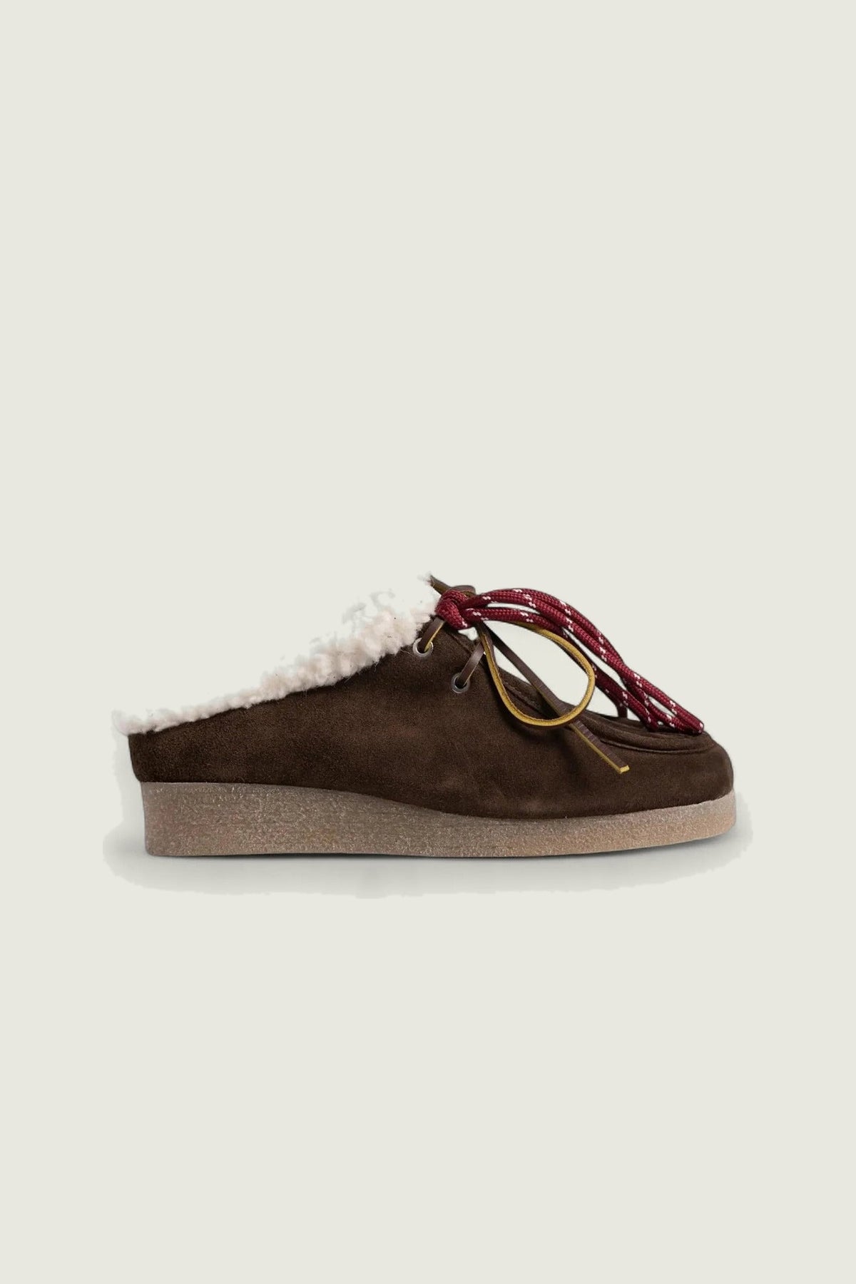 Mules Dolomiti fourrées en suède Posa, brun foncé, vue de profil