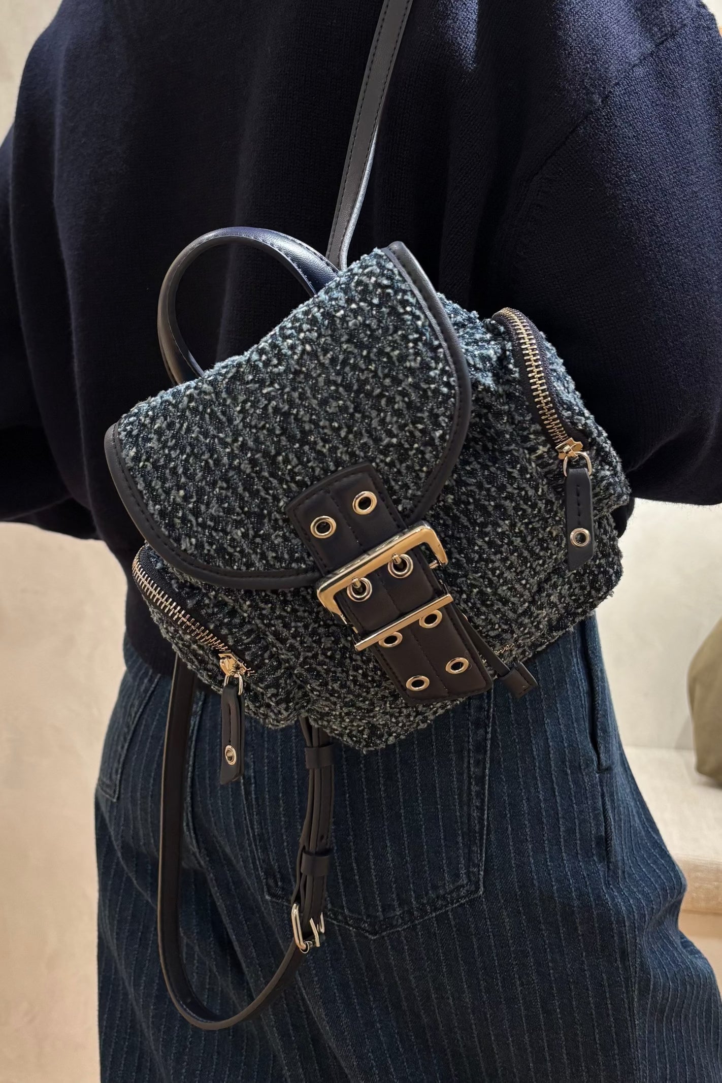 Bag Bucky Nano tweed denim
