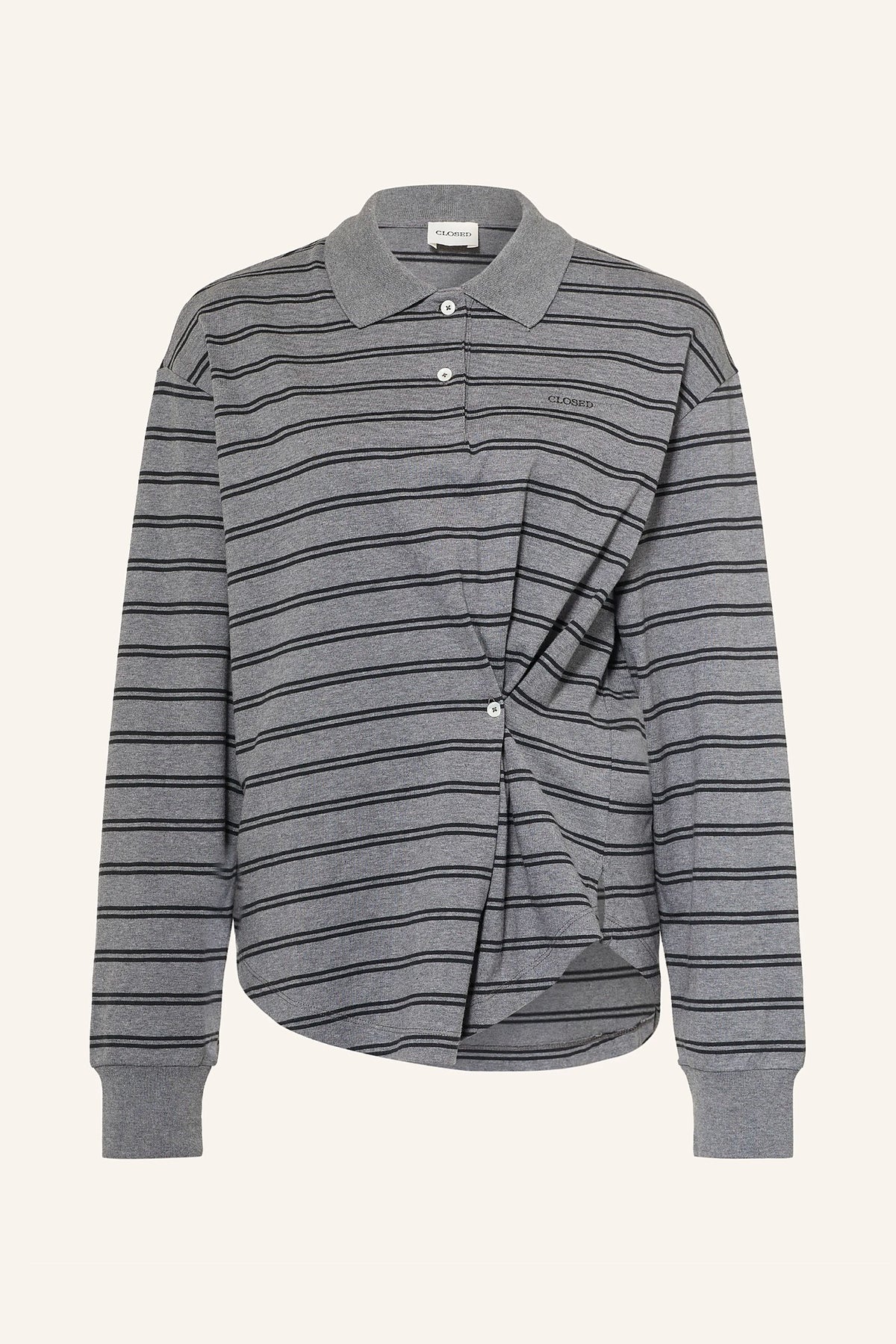 Top polo rayé manches longues