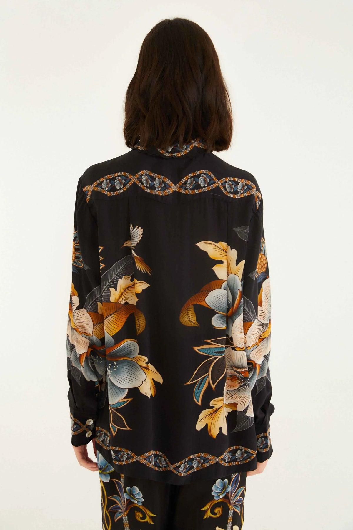 Blouse black floral snake