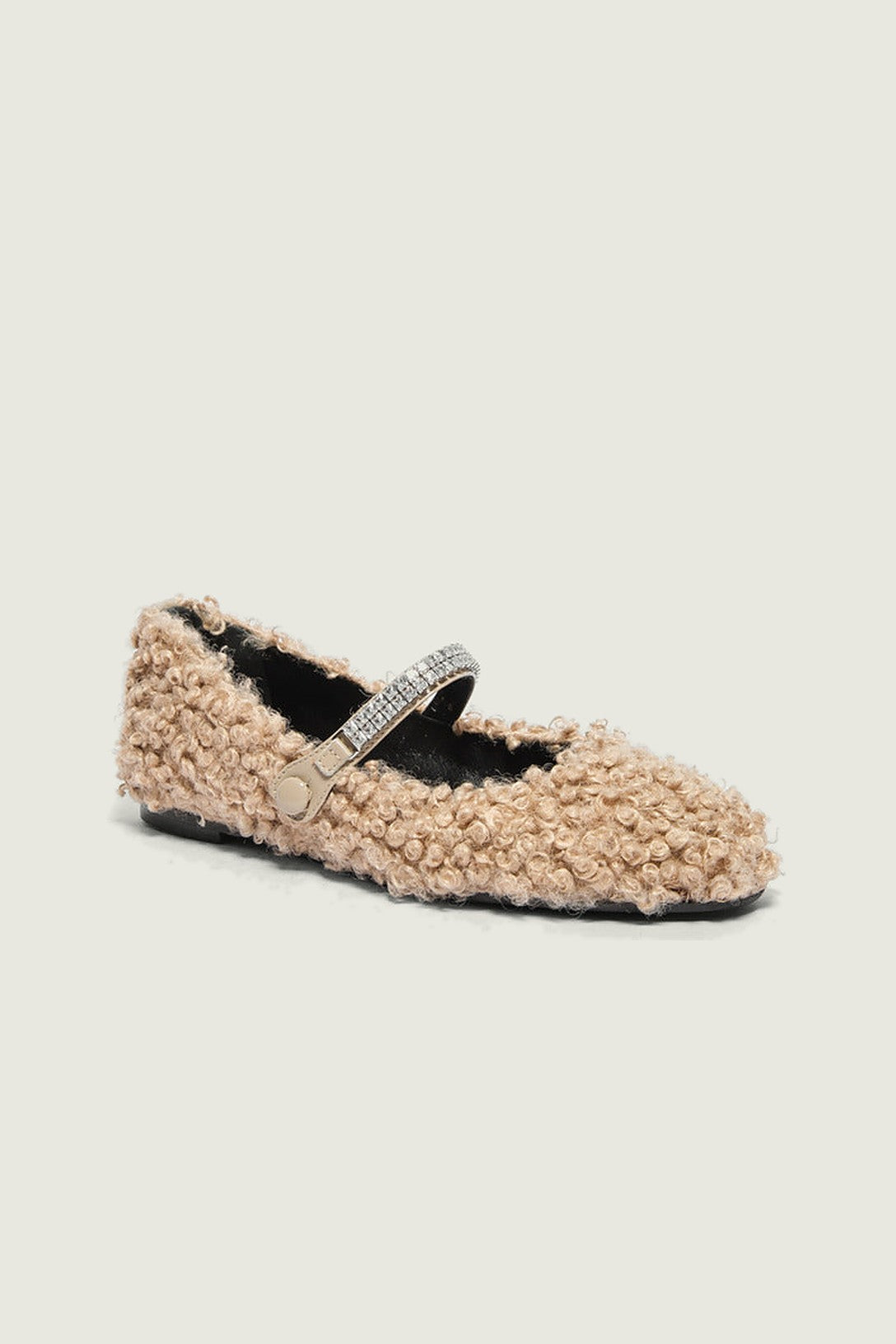 Ballerines teddy CHAFIA Guglielmo Rotta, beige, vue de trois quarts