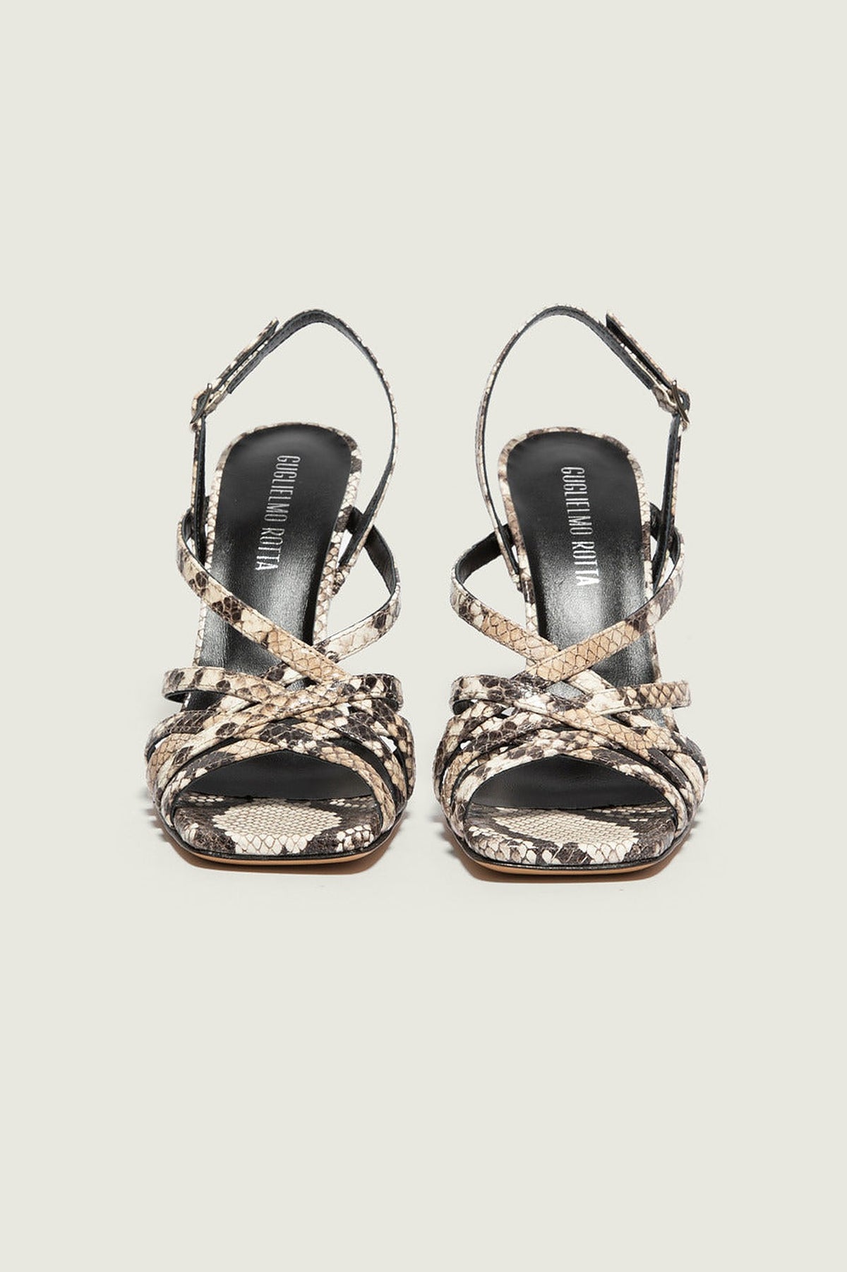 Sandales à talons python Fairy Guglielmo Rotta, blanc, vue de face