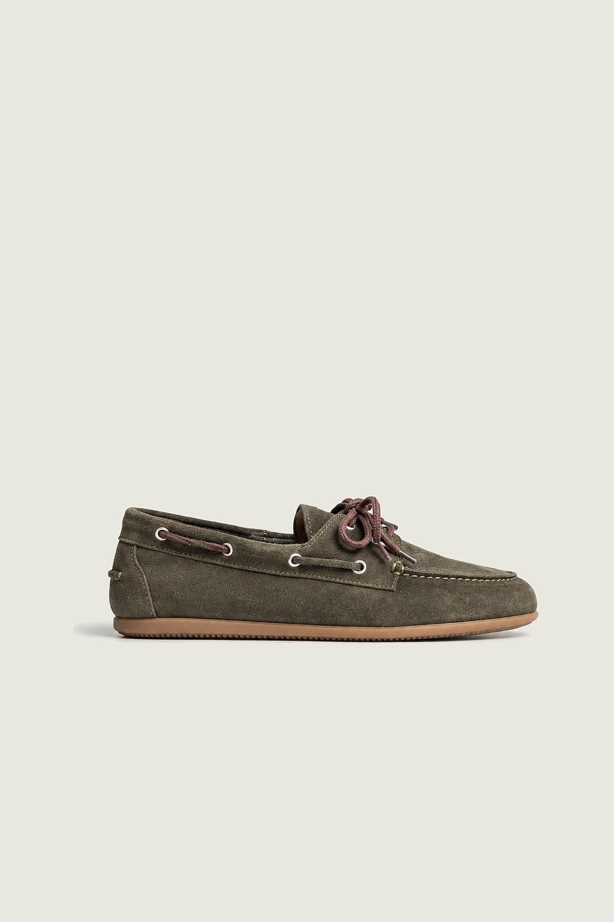 Mocassins en suède Posa, kaki, vue de profil