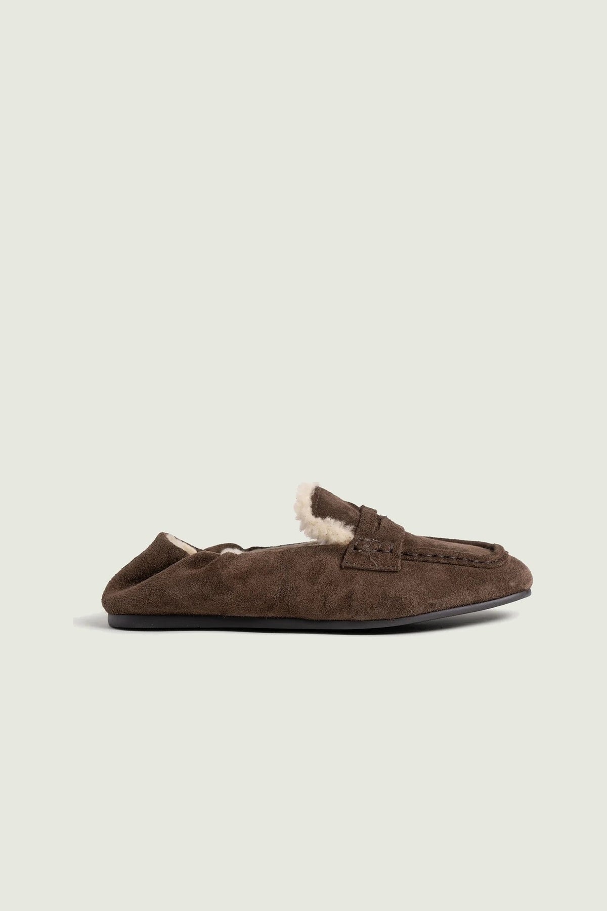 Mocassins Square fourrés Posa, brun foncé, vue de profil
