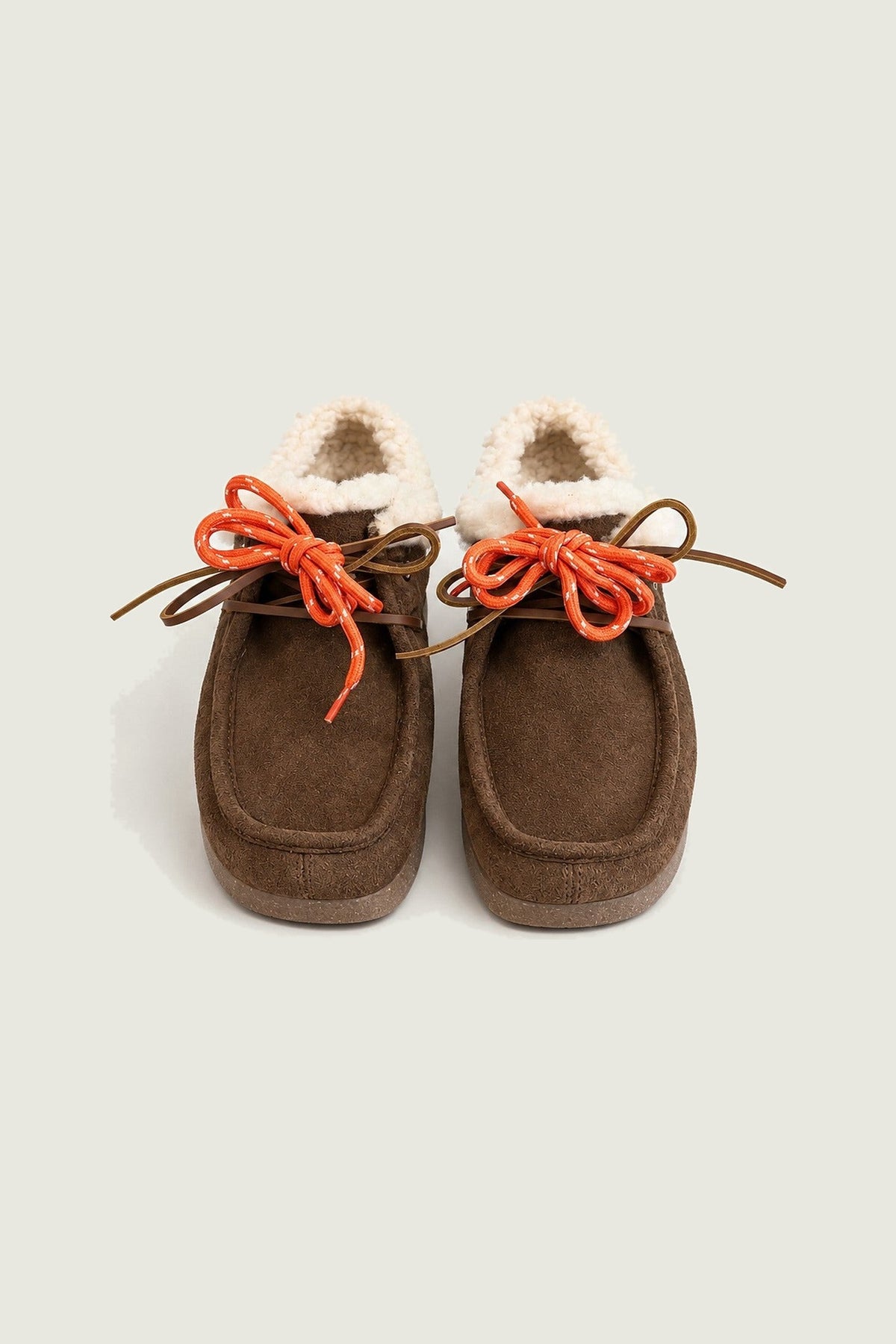 Mules Dolomiti fourrées en suède Posa, tabacco, paire vue de dessus