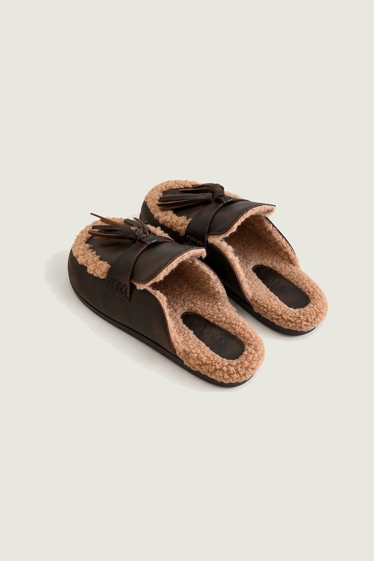 Mules Ranch fourrées en cuir Posa, coffee, vue arrière
